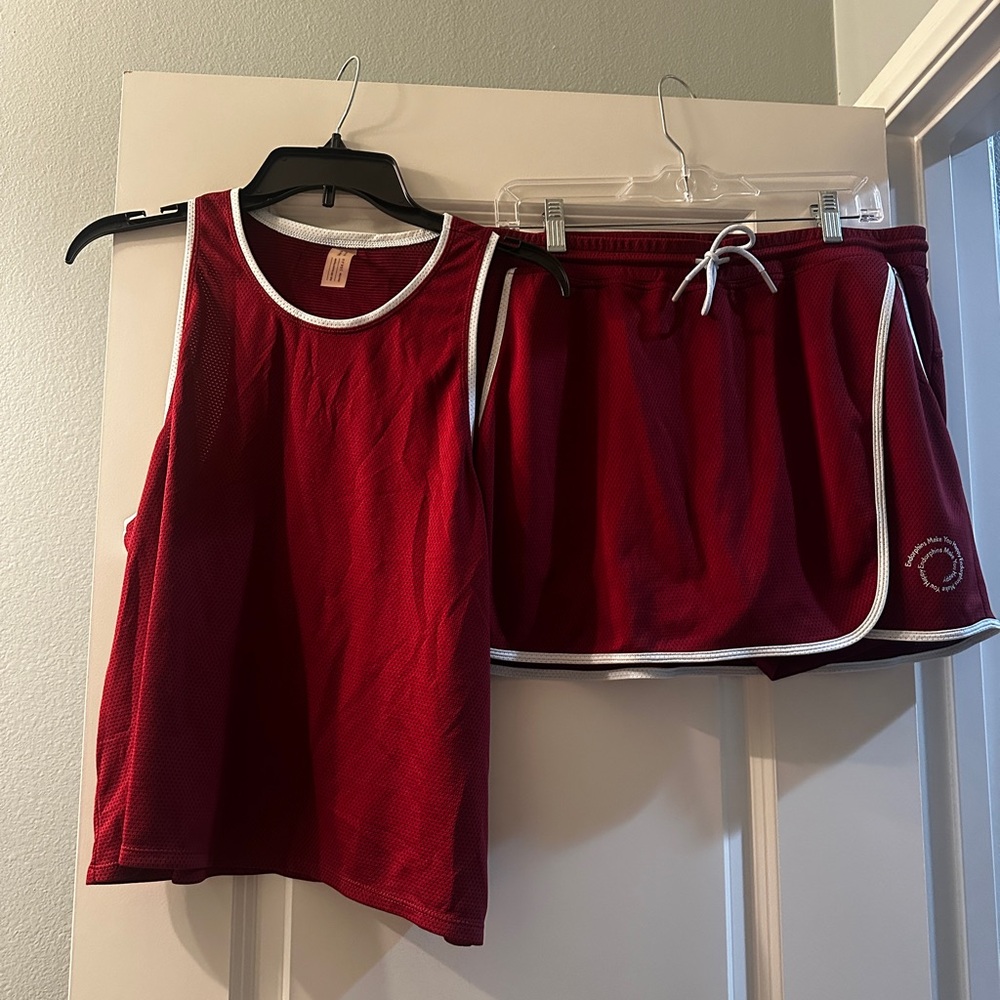 Outdoor Voices Burgundy and White Athletic Top